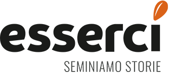 Esserci logo with the tagline “Seminiamo storie”.