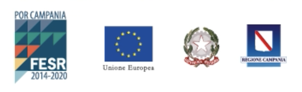 Logos of POR Campania FESR 2014-2020, European Union, Italian Republic, and Campania Region.