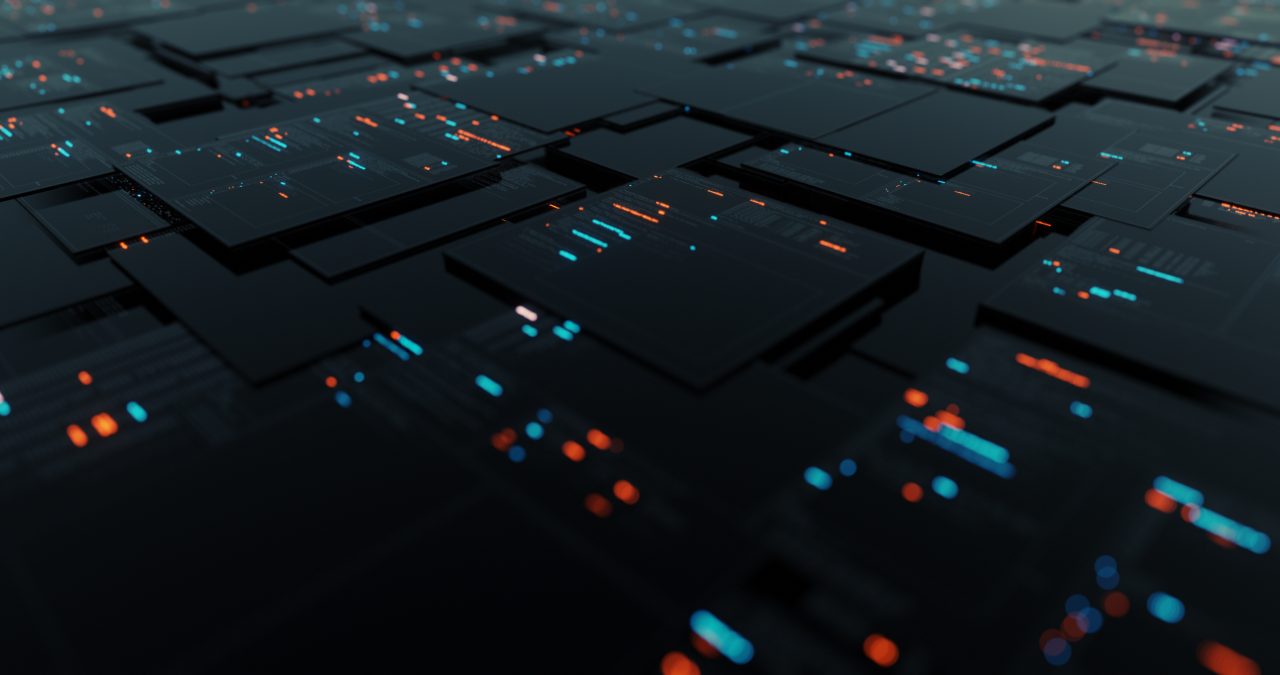 HUD Digital Data Number, Code graphic. Abstract source code decoding data source and database server. Statistics multi monitor display. 3D render